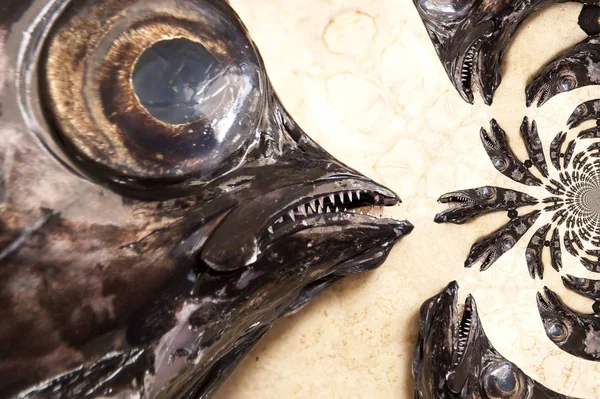 Калейдоскопічною Шаблоном Риби Заснований Власні Зображення Посилання — стокове фото