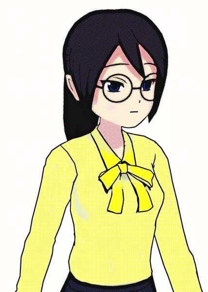 Ψηφιακή Απεικόνιση Του Ένα Κορίτσι Manga — Φωτογραφία Αρχείου