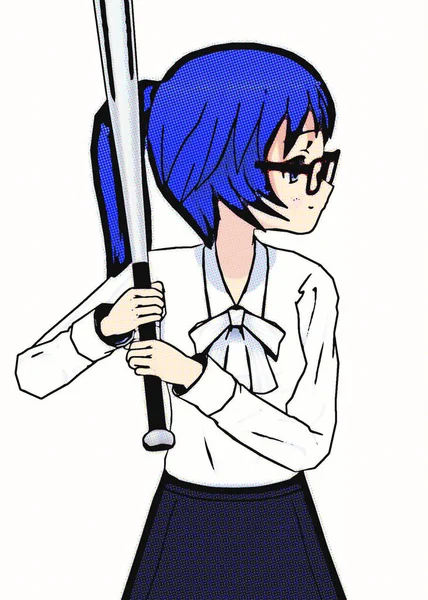 Cyfrowy Ilustracja Dziewczyna Manga — Zdjęcie stockowe