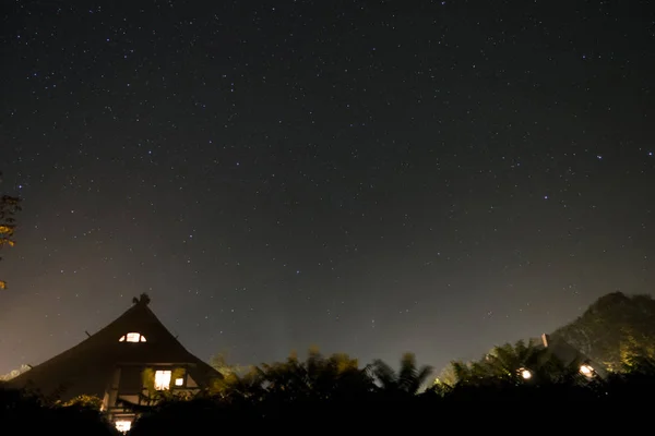 Cielo Nocturno Sobre Fischland Alemania Con Vía Láctea —  Fotos de Stock