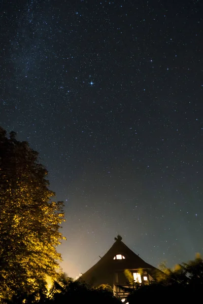 Céu Noturno Sobre Fischland Alemanha Com Láctea — Fotografia de Stock