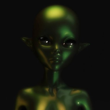 bir kadın uzaylı 3D çizimi