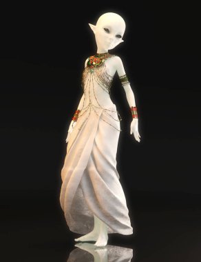 bir kadın uzaylı 3D çizimi