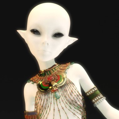 bir kadın uzaylı 3D çizimi
