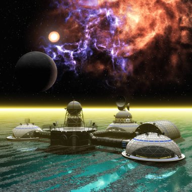 bir uzay istasyonu 3D çizimi