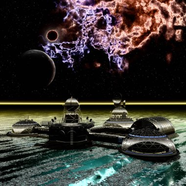 bir uzay istasyonu 3D çizimi