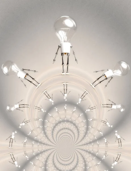 Digitala Illustration Glödlampa Kille — Stockfoto