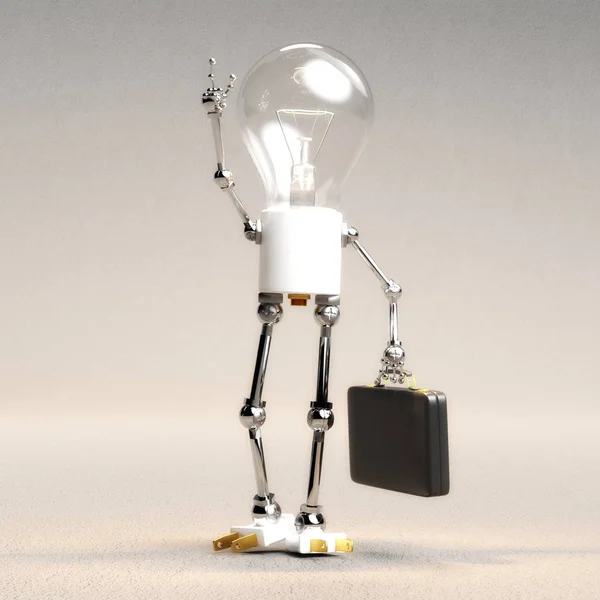 Цифровая 3D-съемка парня с лампочкой — стоковое фото