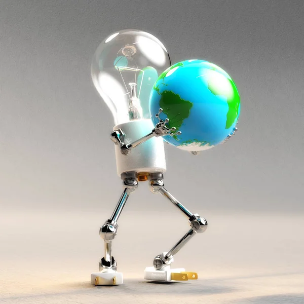 電球男のデジタル 3 d イラストレーション — ストック写真