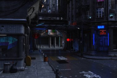 futuristik bir kentsel sahnenin 3D Illustration