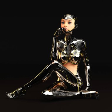Dişi bir Cyborg 'un 3 boyutlu görüntüsü