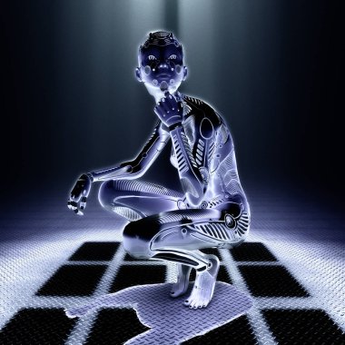 Dişi bir Cyborg 'un 3 boyutlu görüntüsü