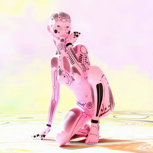 3D-Illustration eines weiblichen Cyborgs — Stockfoto