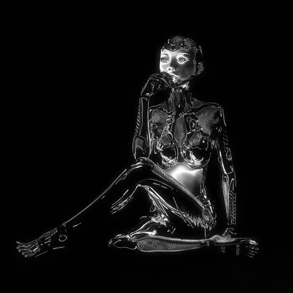 Ilustración 3D de una mujer Cyborg — Foto de Stock