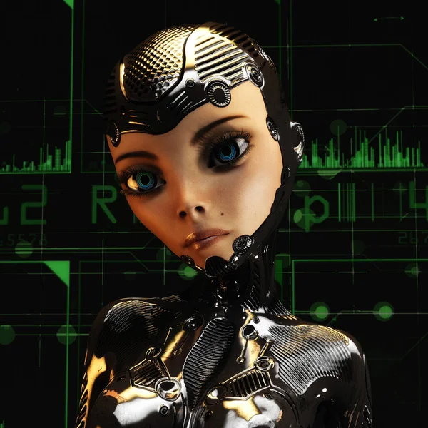 3D εικονογράφηση ενός θηλυκού Cyborg — Φωτογραφία Αρχείου