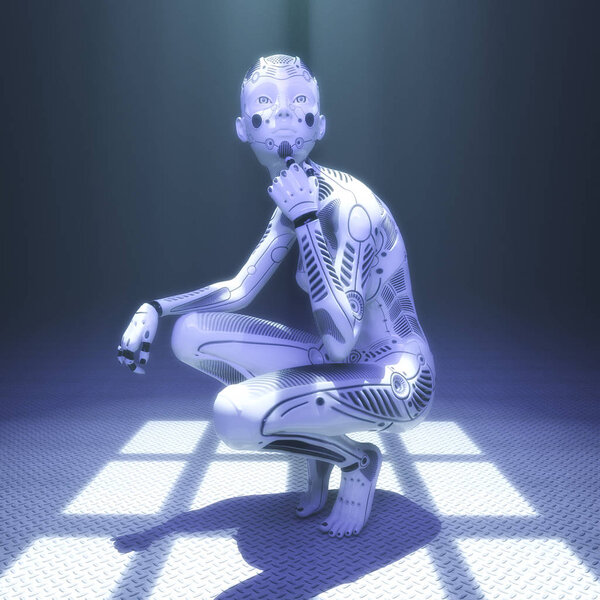 3D Illustration of a female Cyborg