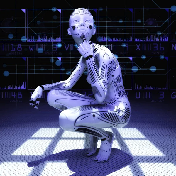 3D Ilustracja kobiecego Cyborga — Zdjęcie stockowe