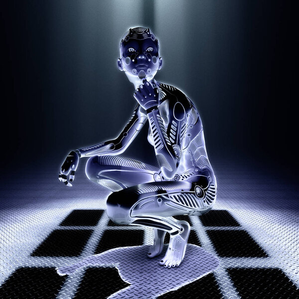 3D Illustration of a female Cyborg