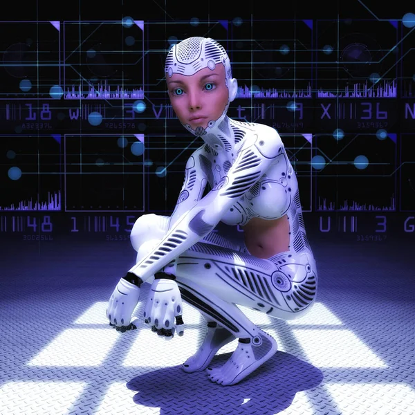 Ilustración 3D de una mujer Cyborg — Foto de Stock