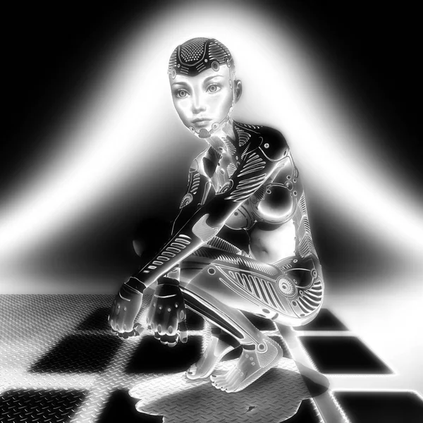 Illustration 3D d'une Cyborg femelle — Photo