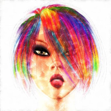 Dijital sanatsal Sketch, kendi yarattığı 3d İllüstrasyon dayalı