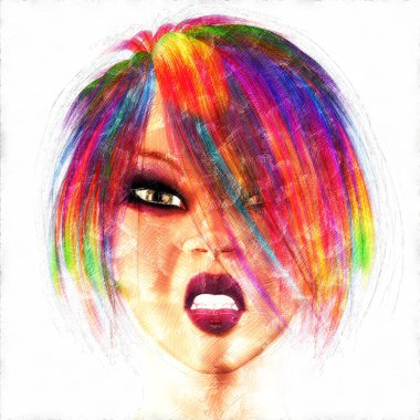 Dijital sanatsal Sketch, kendi yarattığı 3d İllüstrasyon dayalı