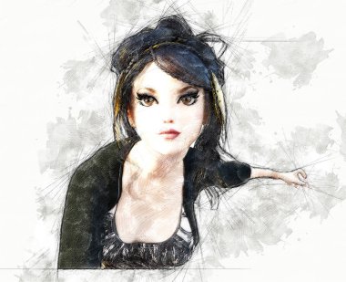 Dijital sanatsal Sketch, kendi yarattığı 3d İllüstrasyon dayalı