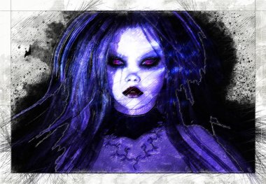 Dijital sanatsal Sketch, kendi yarattığı 3d İllüstrasyon dayalı