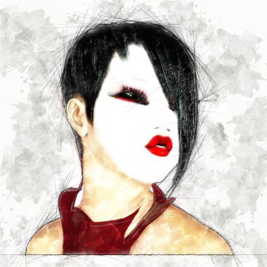 Dijital sanatsal Sketch, kendi yarattığı 3d İllüstrasyon dayalı