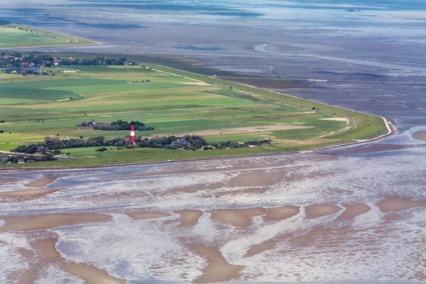 Pellworm eiland, luchtfoto van Sleeswijk-Holstein Wadden S — Stockfoto