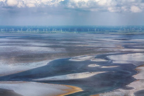 Letecká fotografie národního parku Šlesvicko-Holstein Wadden — Stock fotografie