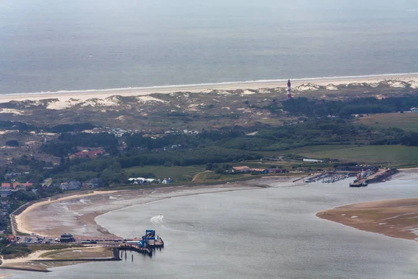 Eiland Amrum, luchtfoto van de Waddenzee Sleeswijk-Holstein — Stockfoto