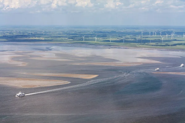 Foto aerea del Parco Nazionale dello Schleswig-Holstein Wadden Sea — Foto Stock