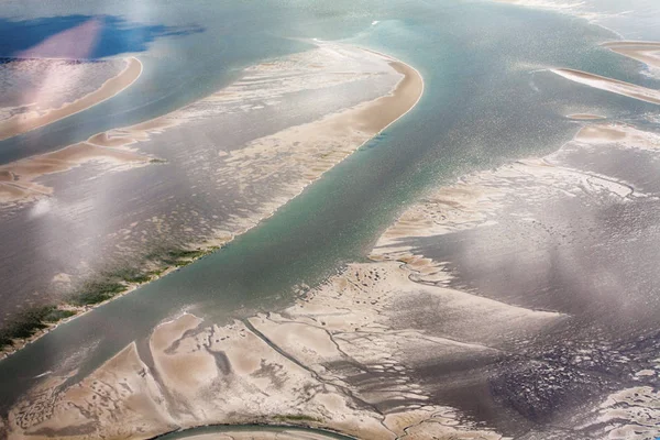 Foto aerea del Parco Nazionale dello Schleswig-Holstein Wadden Sea — Foto Stock