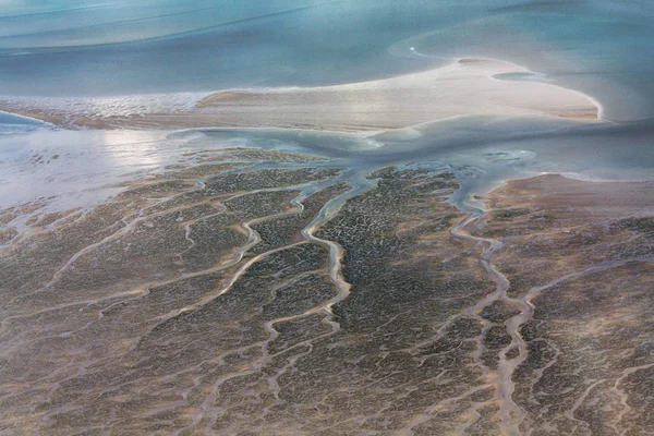 Letecká fotografie národního parku Šlesvicko-Holstein Wadden — Stock fotografie