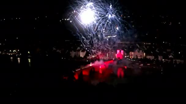 Vuurwerk Heidelberg Duitsland Bij Nacht — Stockvideo