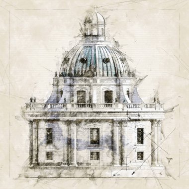 Kurgusal bir Rönesans Binası 3d İllüstrasyon