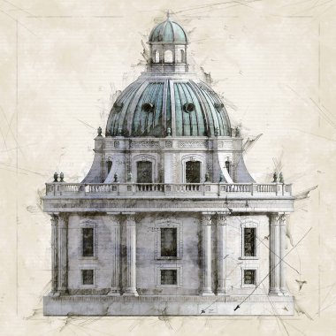 Kurgusal bir Rönesans Binası 3d İllüstrasyon