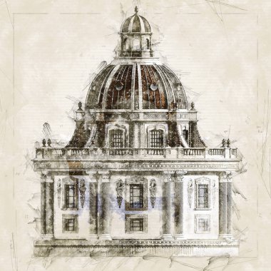 Kurgusal bir Rönesans Binası 3d İllüstrasyon