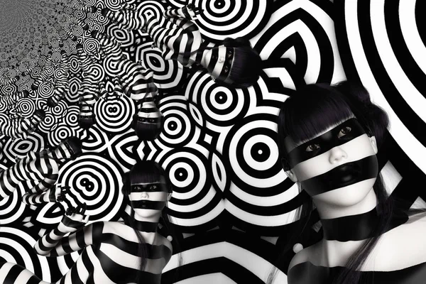 Siyah Beyaz Bir Kadın Dijital 3d İllüstrasyon