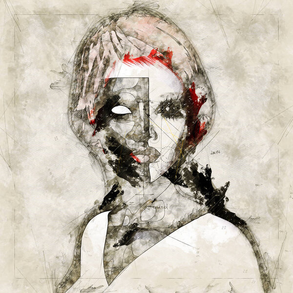 Digital artistic Sketch, based on a self-created 3D Illustration