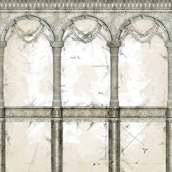 3D-illustratie van een fictief gebouw uit de Renaissance — Stockfoto