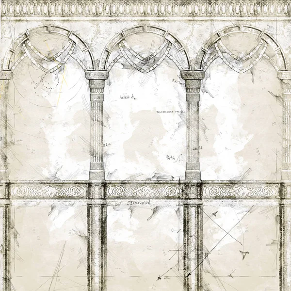 Ilustração 3D de um edifício fictício do Renascimento — Fotografia de Stock