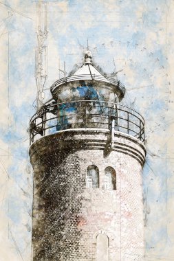 G St Peter-Ording bir Deniz Feneri Dijital sanatsal Sketch