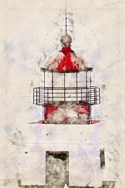 Digital artistic Sketch of a Lighthouse on Madeira — Stock Photo, Image