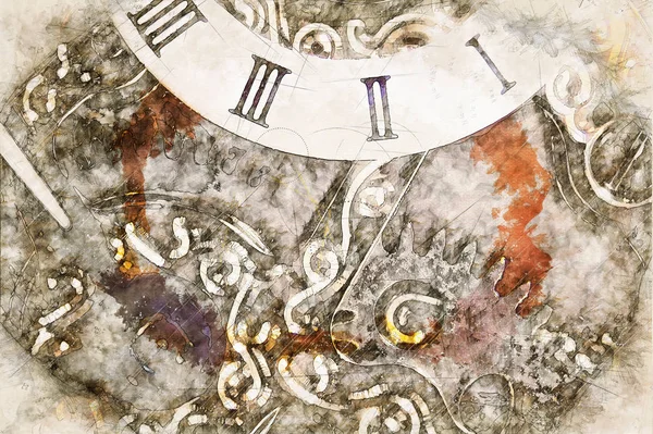 Dessin artistique numérique d'une horloge — Photo