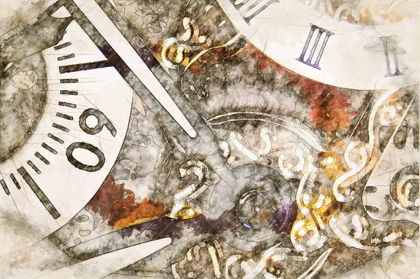 Cyfrowy Artystyczny szkic Clockwork — Zdjęcie stockowe