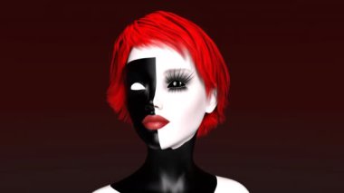 Sanatsal bir kadının dijital üç boyutlu animasyonu 