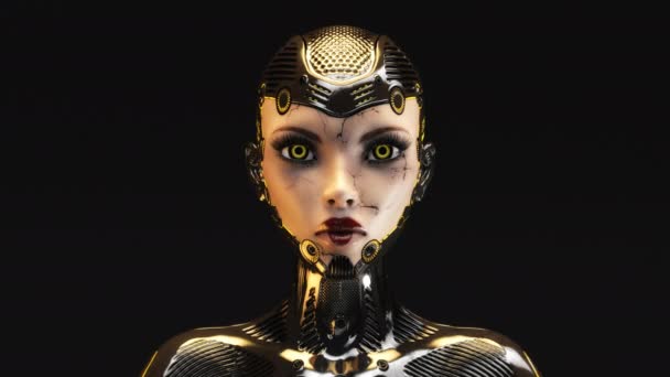 変身するサイボーグの顔の3Dアニメーション — ストック動画