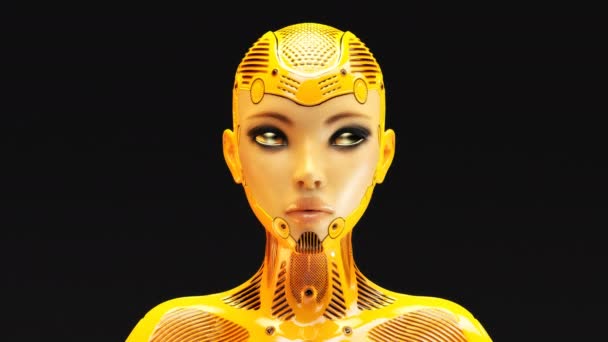 Animación Una Cara Cyborg Que Transforma — Vídeos de Stock